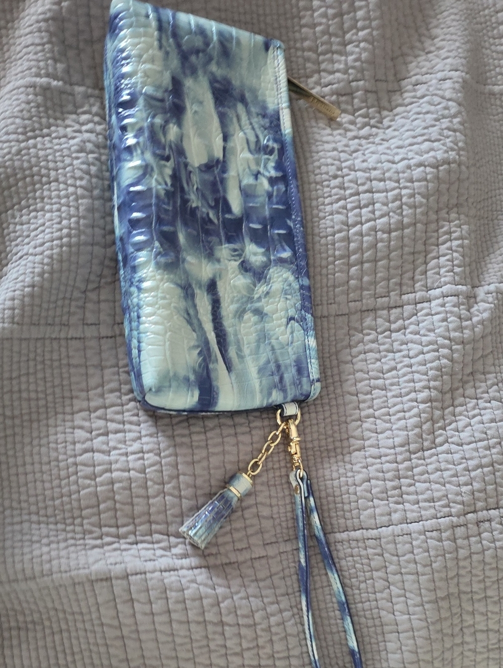 Brahmin Stylish Blue & White Wristlet Wallet - Women's Bag